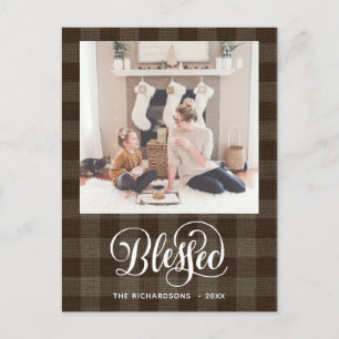Elegant Vit skript BLESSED Brown Buffalo Play Vykort