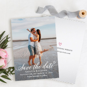 Elegant Vit skript Foto Spara datumkort Datumet