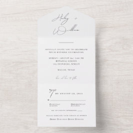 Elegant vit skript minimalistisk allt-i-ett bröllo