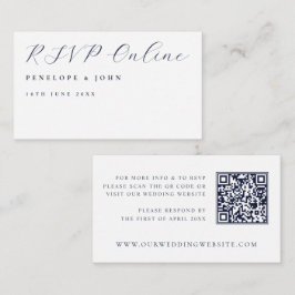 Elegant vit skript QR-kod bröllopswebbplats RSVP Tilläggskort