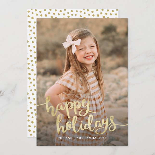 Elegant Vit skriptkalligrafi Lycklig Helgdag Ca Julkort (Fram/baksida)