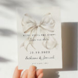 Elegant vit slinga Spara datum-kort Datumet<br><div class="desc">"Vi ska knyta knuten" bröllop spara datum-inbjudan med en elegant vit slinga design och handskriven script teckensnitt.</div>