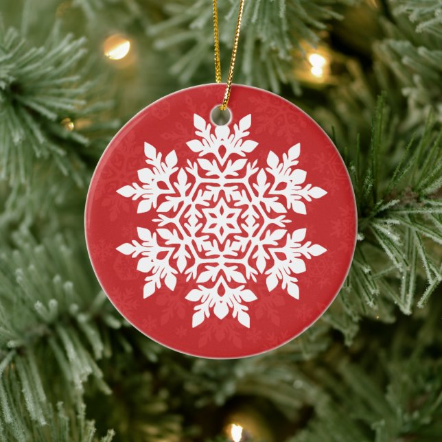 Elegant vit snöflinga (Tranbär) Julgransprydnad Keramik (Träd)