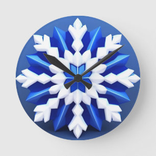 Elegant vit snöflinga vinterdekor rund klocka