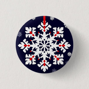 Elegant vit snöflingaornament knapp