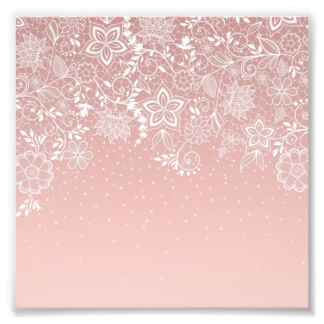 Elegant, vit snöre-blommigt och konfekti fototryck (Framsidan)