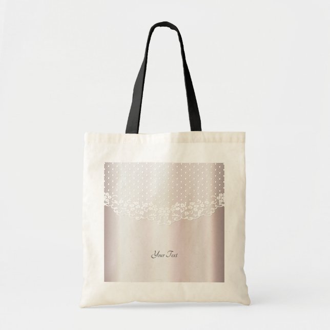 Elegant vit spets blommig handväskor tygkasse (Framsidan)