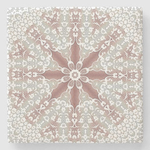 Elegant vit spets blomsten stone coaster stenunderlägg