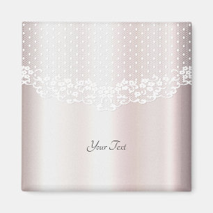 Elegant vit spets blomster magnet