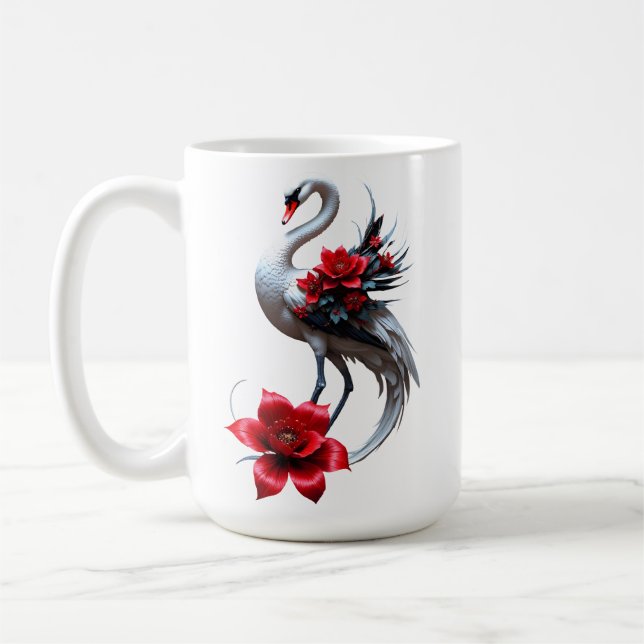 Elegant vit svan bröllopssamling kaffemugg (Vänster)