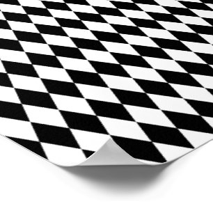 Elegant vit svart harlekin geometriska romber poster