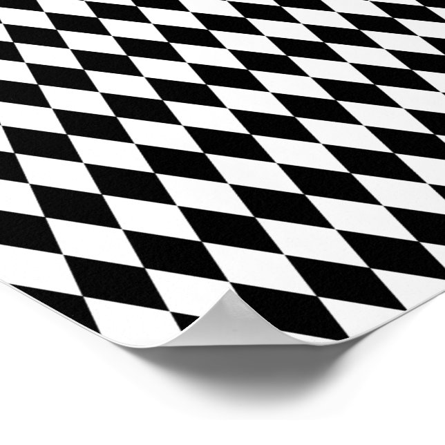 Elegant vit svart harlekin geometriska romber poster (Hörn)