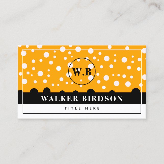 Elegant Vit Svart Orange Monogram Initial (Framsida)