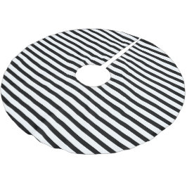 Elegant vit svart rand julgransmatta borstad polyester