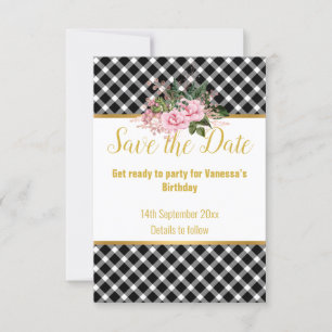 ELEGANT VIT SVART RUTIG SVAR RSVP-KORT