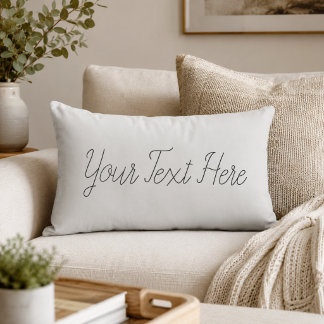 Elegant vit svart script Anpassad textdekoration Lumbarkudde