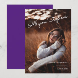 Elegant vit text fotograduation i lila meddelande