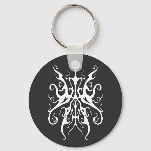 Elegant vit tribal mask abstrakt design nyckelring (Framsida)