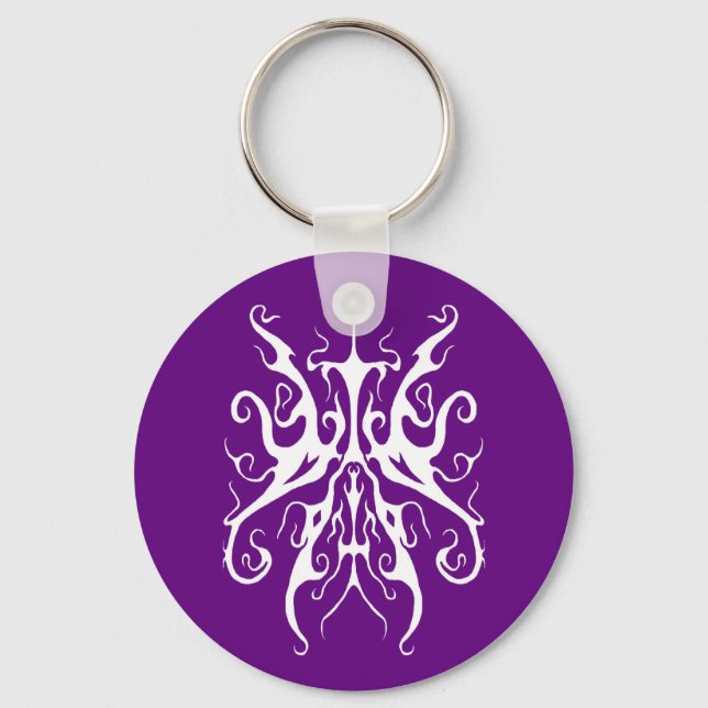 Elegant vit tribalmask abstrakt design nyckelring (Framsida)