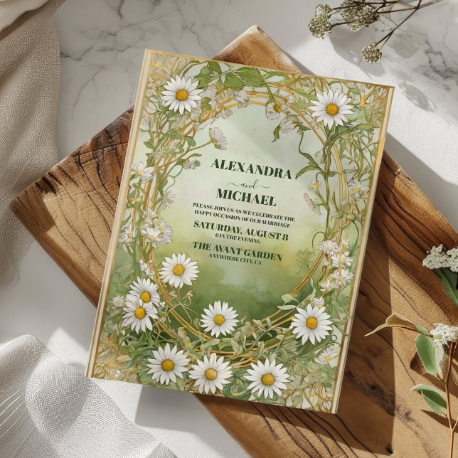 Elegant vit tusensköna blomma bröllop inbjudningar (Skapare uppladdad)