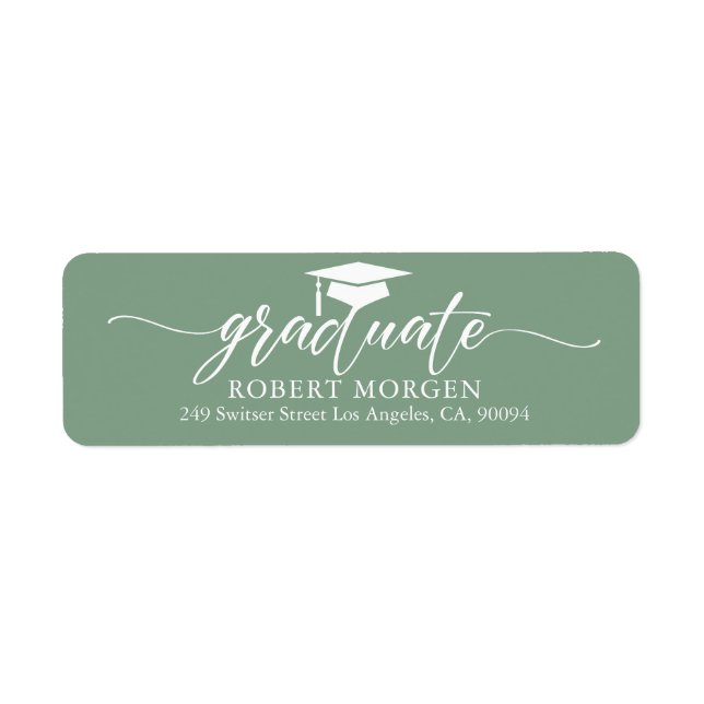 Elegant Vit typografi på sidans Grönt - bakgrund Returadress Etikett (Framsidan)