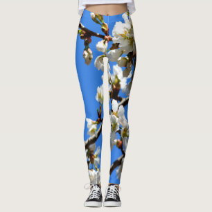 Elegant vit vårblommande träd leggings