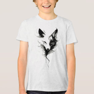 Elegant vit vargkonst i svart bläck t shirt
