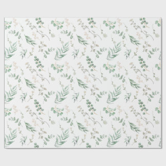 Elegant Vit vattenfärgad Blommigt Eucalyptus Presentpapper
