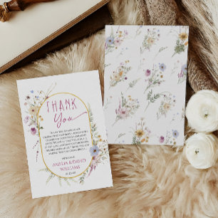 Elegant vit vildblomma baby shower tackkort tack kort