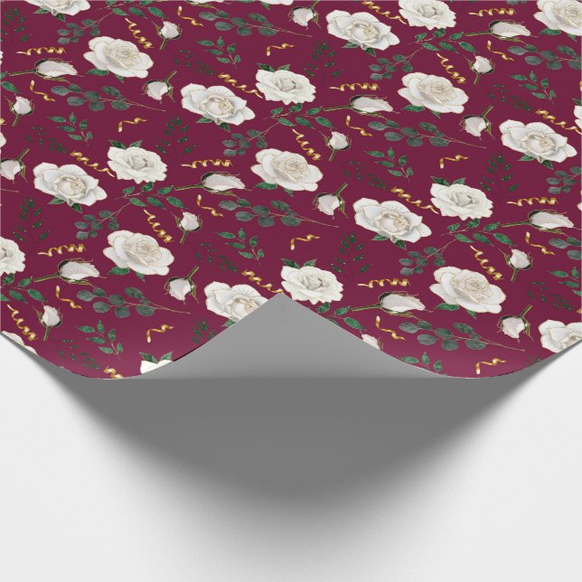 Elegant Vit Vintage Ro Red Botanical Helgdag Presentpapper (Hörn)