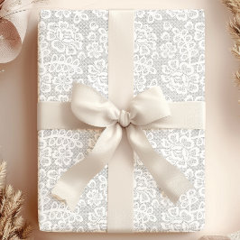 Elegant vit vintage spets bröllop presentpapper