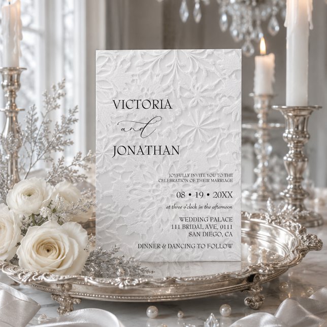 Elegant vit vinterbröllop  inbjudningar (Skapare uppladdad)