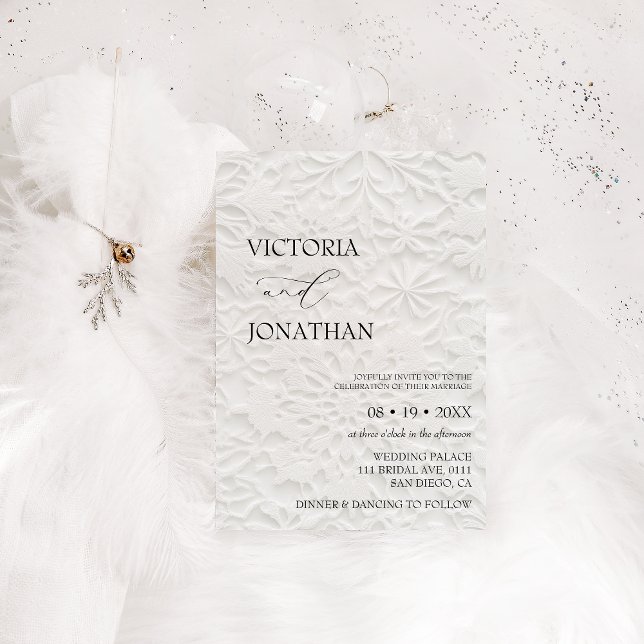 Elegant vit vinterbröllop  inbjudningar (Skapare uppladdad)