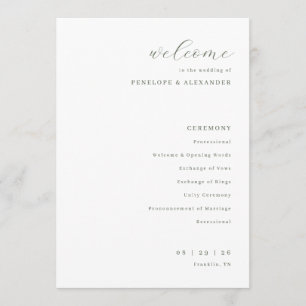 Elegant vit wedding-ceremoni program