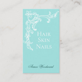 Elegant Vita Affärskortet Akva Blue och Vit Visitkort