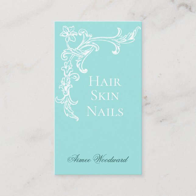 Elegant Vita Affärskortet Akva Blue och Vit Visitkort (Framsida)