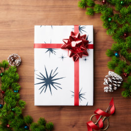 Elegant Vita blåa julstjärnor Presentpapper