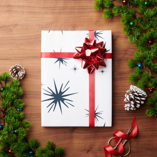 Elegant Vita blåa julstjärnor Presentpapper (Julgåva)