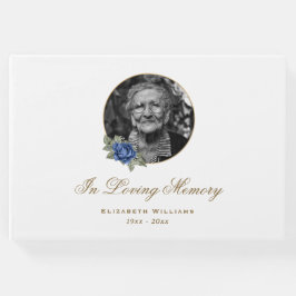 Elegant Vita blåblå Ro-Blommigten - glitterfoto Gästböcker