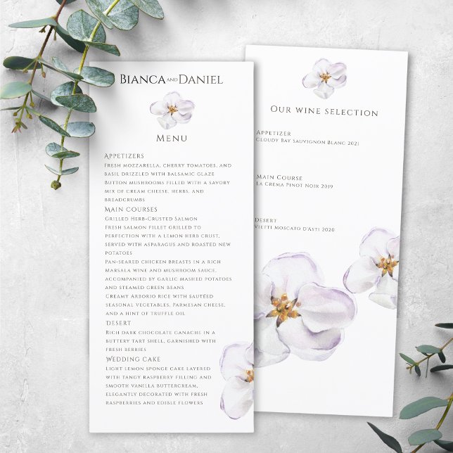 elegant Vita blomman Vår blommar Flat Menu Meny (Skapare uppladdad)