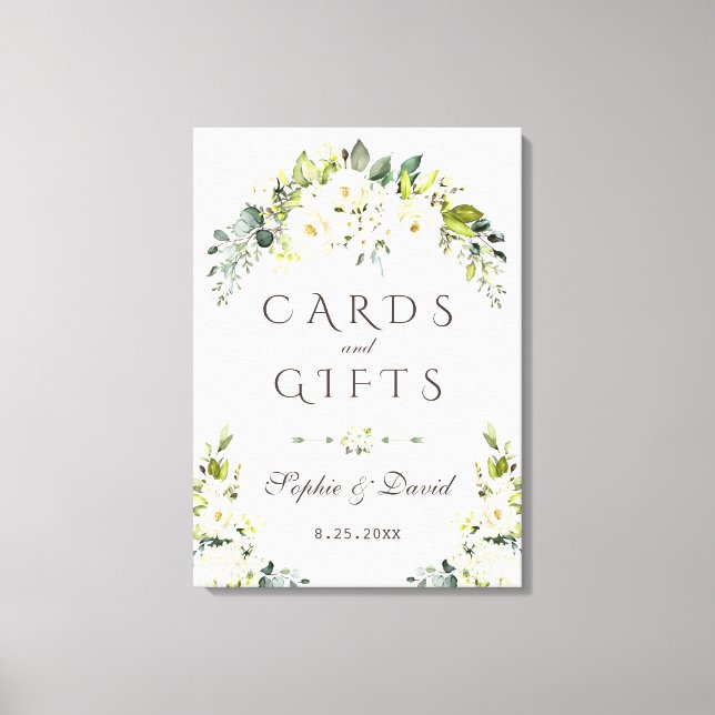 Elegant Vita Blommigt-kort och presentkort för Cre Canvastryck (Framsida)