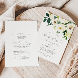 Elegant Vita Blommigten Bröllop Inbjudningar