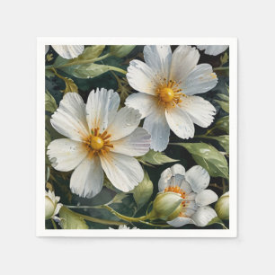 Elegant Vita blommor Chic med vattenfärg Pappersservett
