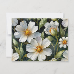 Elegant Vita blommor Chic med vattenfärg Vykort
