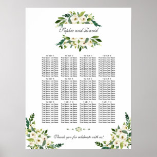 Elegant Vita blommor Sittdiagram Poster