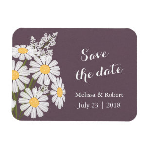 Elegant Vita Daisy Spara datum Bröllop Magnet
