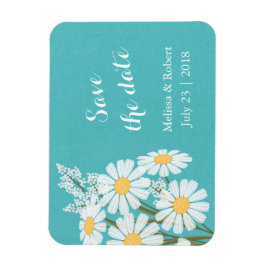 Elegant Vita Daisy Teal Save Date Bröllop Magnet