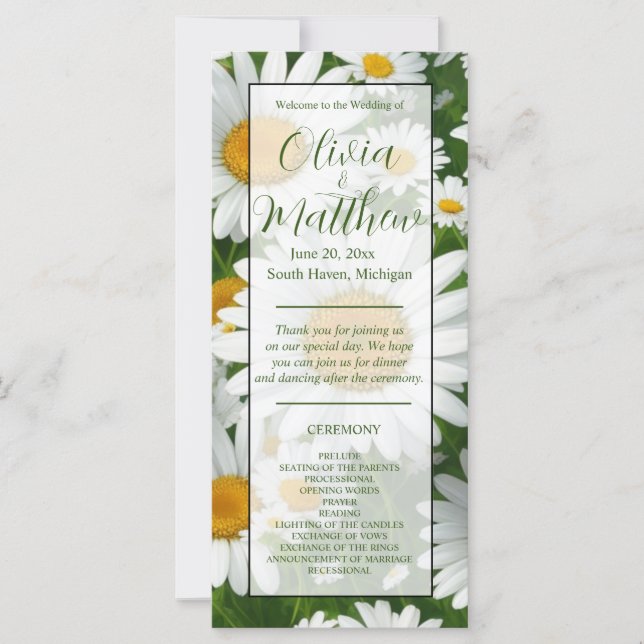 Elegant vita daisy vit blommigt fält (Framsida)