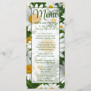 Elegant vita daisy vit blommigt fält greeneri meny