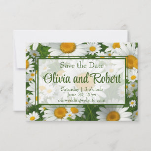 Elegant vita daisy vit blommigt fält greeneri spara datumet